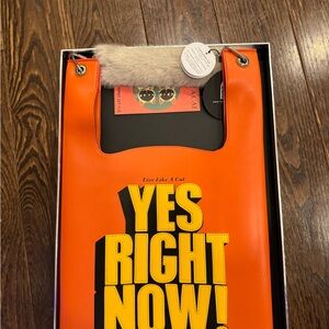 "YES RIGHT NOW!" By Tory Black faux leather Tote Bag with detachable faux